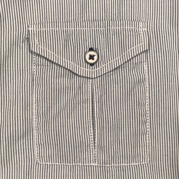 Tommy Bahama Jeans Island Modern Fit Blue Striped Ling Sleeve Shirt size L - Picture 5 of 8